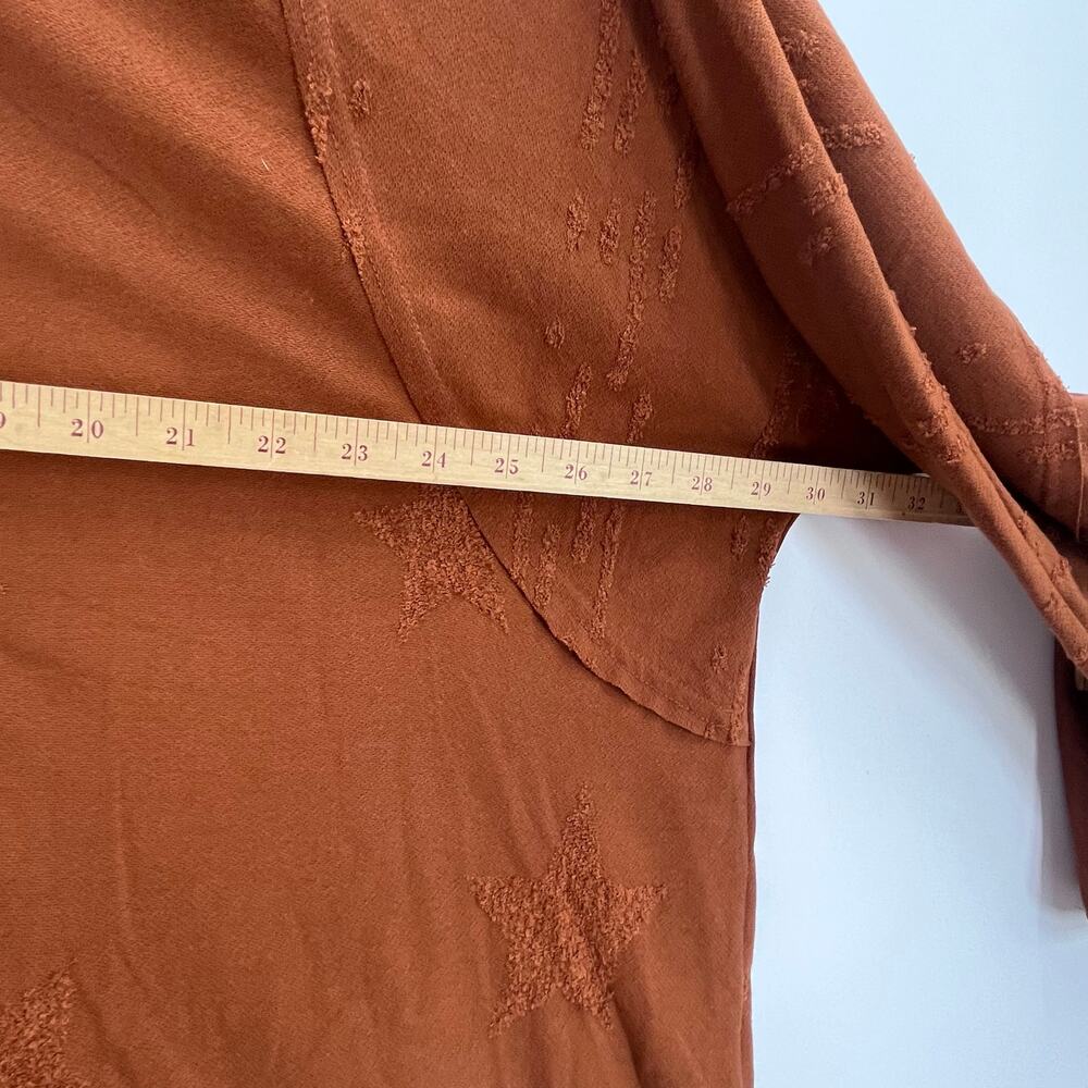 Gigio Plus Sienna Brown Star Textured Slub Stretchy Long Sleeve Top Women’s 2X - Picture 9 of 9